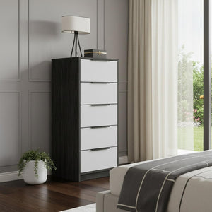 HomeRoots 28" Contemporary White and Smokey Oak Three-Drawer Dresser for Stylish and Organized Spaces 5 477807