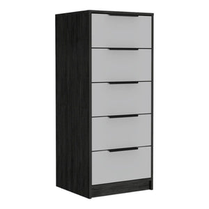 HomeRoots 28" Contemporary White and Smokey Oak Three-Drawer Dresser for Stylish and Organized Spaces 5 477807