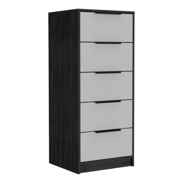 HomeRoots 28" Contemporary White and Smokey Oak Three-Drawer Dresser for Stylish and Organized Spaces 5 477807
