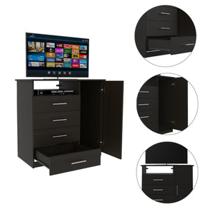 Homeroots 36" Black Manufactured Wood Four Drawer Combo Dresser  Manufactured Wood 477811
