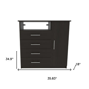 HomeRoots 36" Modern Manufactured Wood Four Drawer Combo Dresser, Versatile Storage Solution for Any Room Black 477811
