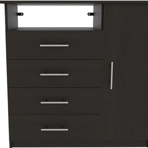 HomeRoots 36" Modern Manufactured Wood Four Drawer Combo Dresser, Versatile Storage Solution for Any Room Black 477811