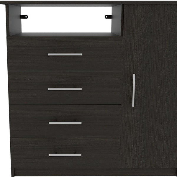 HomeRoots 36" Modern Manufactured Wood Four Drawer Combo Dresser, Versatile Storage Solution for Any Room Black 477811