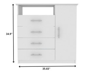 Homeroots 36" White Manufactured Wood Four Drawer Combo Dresser  Manufactured Wood 477812