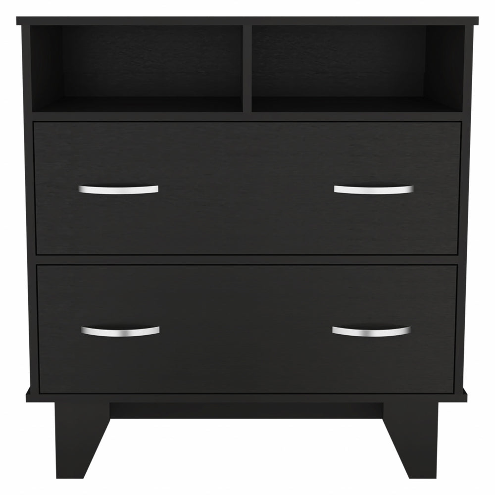 Homeroots 32" Black Manufactured Wood Two Drawer Dresser  Manufactured Wood 477814