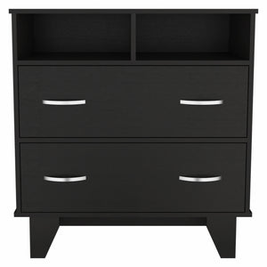 Homeroots 32" Black Manufactured Wood Two Drawer Dresser  Manufactured Wood 477814