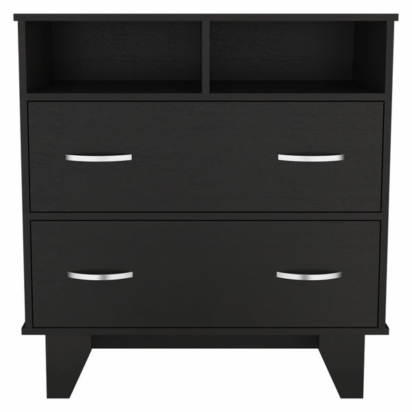 Homeroots 32" Black Manufactured Wood Two Drawer Dresser  Manufactured Wood 477814