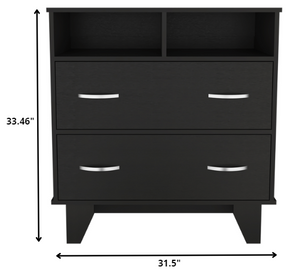Homeroots 32" Black Manufactured Wood Two Drawer Dresser  Manufactured Wood 477814