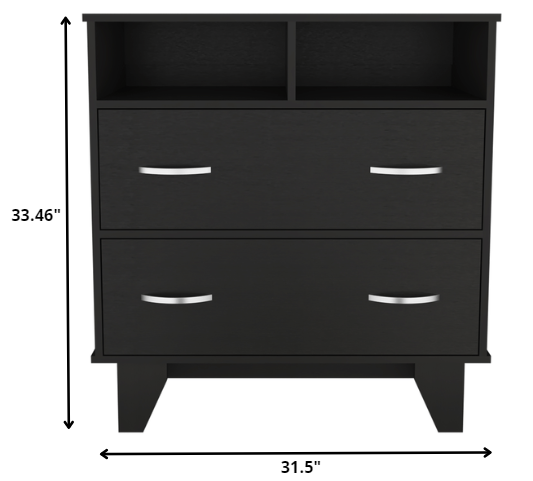 Homeroots 32" Black Manufactured Wood Two Drawer Dresser  Manufactured Wood 477814