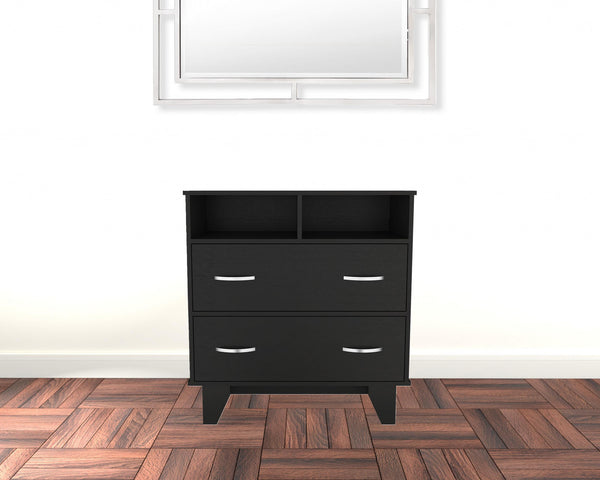 Homeroots 32" Black Manufactured Wood Two Drawer Dresser  Manufactured Wood 477814