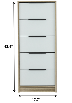 Homeroots 42" Brown And White Five Drawer Chest  Manufactured Wood 477817