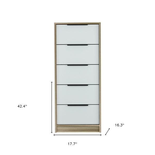 HomeRoots 28" Brown and White Contemporary Dresser - Stylish Storage Solution for Bedroom or Small Spaces 5 477817