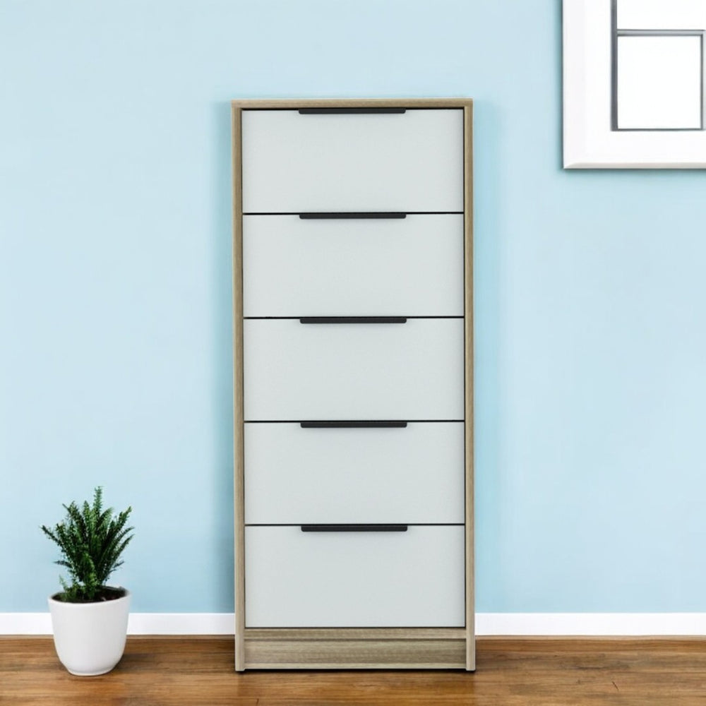 HomeRoots 28" Brown and White Contemporary Dresser - Stylish Storage Solution for Bedroom or Small Spaces 5 477817