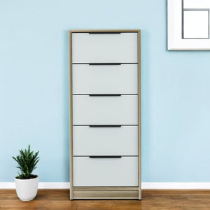 HomeRoots 28" Brown and White Contemporary Dresser - Stylish Storage Solution for Bedroom or Small Spaces 5 477817