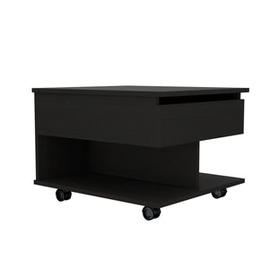 HomeRoots 22" Sleek Black Lift-Top Coffee Table with Drawer & Wheels – Stylish, Space-Saving Design for Modern Living 477826