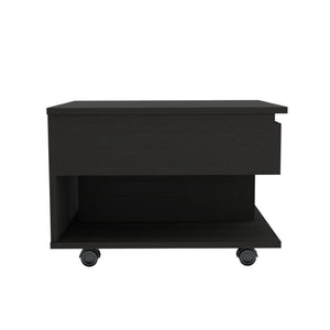 HomeRoots 22" Sleek Black Lift-Top Coffee Table with Drawer & Wheels – Stylish, Space-Saving Design for Modern Living 477826