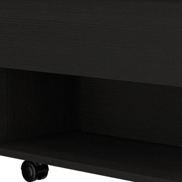 HomeRoots 22" Sleek Black Lift-Top Coffee Table with Drawer & Wheels – Stylish, Space-Saving Design for Modern Living 477826