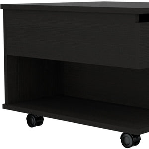 HomeRoots 22" Sleek Black Lift-Top Coffee Table with Drawer & Wheels – Stylish, Space-Saving Design for Modern Living 477826
