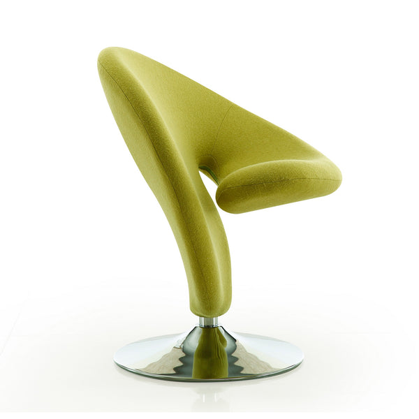 English Elm Curl Wool Blend Swivel Lounge Chair with Polished Chrome Base, 360° Comfort, Modern Curl Design Green B365P398000