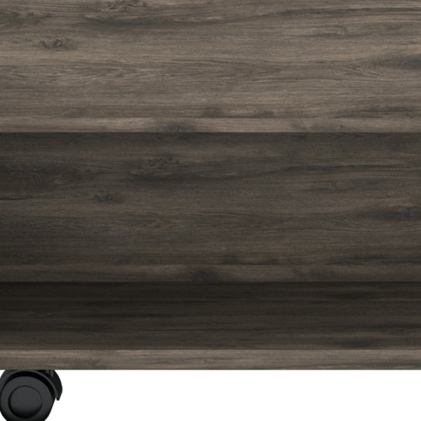 HomeRoots 22" Dark Brown Lift Top Coffee Table with Concealed Storage, Wheels for Mobility, Modern Design 477829