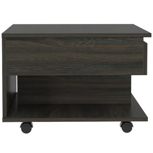 HomeRoots 22" Carbon Espresso Modern Rectangular Coffee Table with Drawer & Wheels for Versatile Living Spaces 477835