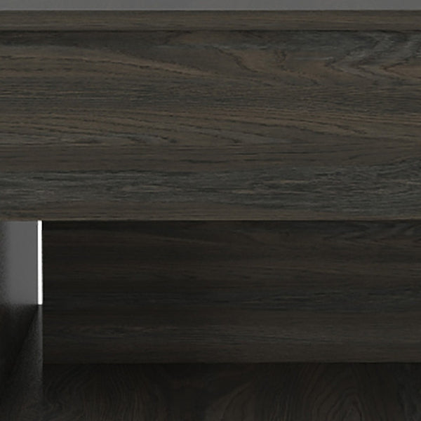 HomeRoots 22" Carbon Espresso Modern Rectangular Coffee Table with Drawer & Wheels for Versatile Living Spaces 477835