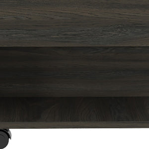 HomeRoots 22" Carbon Espresso Modern Rectangular Coffee Table with Drawer & Wheels for Versatile Living Spaces 477835
