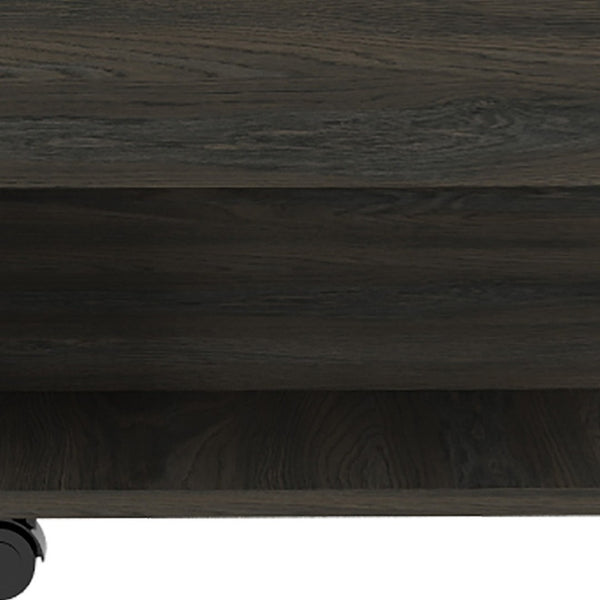 HomeRoots 22" Carbon Espresso Modern Rectangular Coffee Table with Drawer & Wheels for Versatile Living Spaces 477835