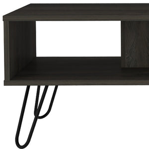HomeRoots 40" Carbon Espresso Rectangular Coffee Table - Modern Design with Open Shelf Storage for Living Rooms 477837