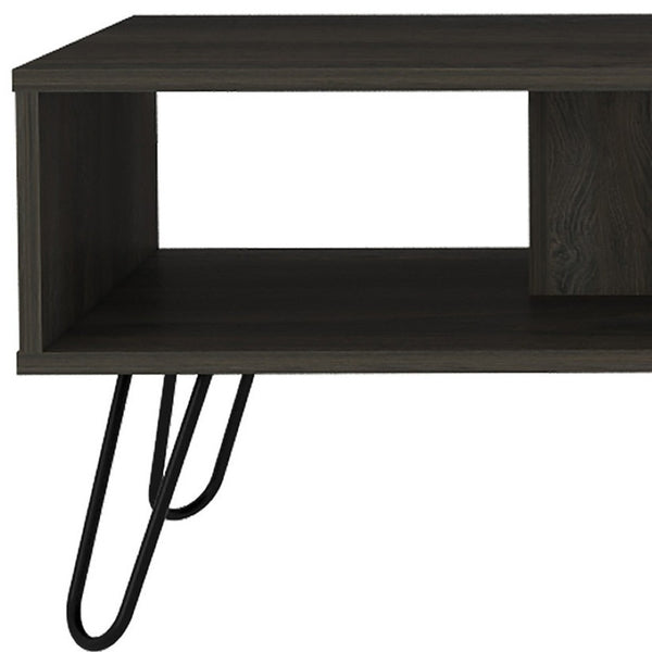 HomeRoots 40" Carbon Espresso Rectangular Coffee Table - Modern Design with Open Shelf Storage for Living Rooms 477837