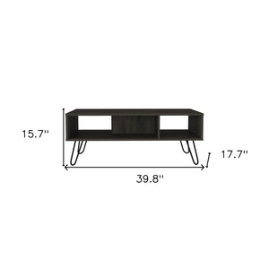 HomeRoots 40" Carbon Espresso Rectangular Coffee Table - Modern Design with Open Shelf Storage for Living Rooms 477837
