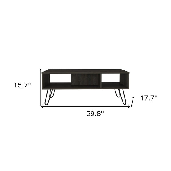 HomeRoots 40" Carbon Espresso Rectangular Coffee Table - Modern Design with Open Shelf Storage for Living Rooms 477837