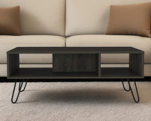 HomeRoots 40" Carbon Espresso Rectangular Coffee Table - Modern Design with Open Shelf Storage for Living Rooms 477837