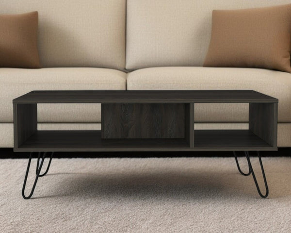 HomeRoots 40" Carbon Espresso Rectangular Coffee Table - Modern Design with Open Shelf Storage for Living Rooms 477837