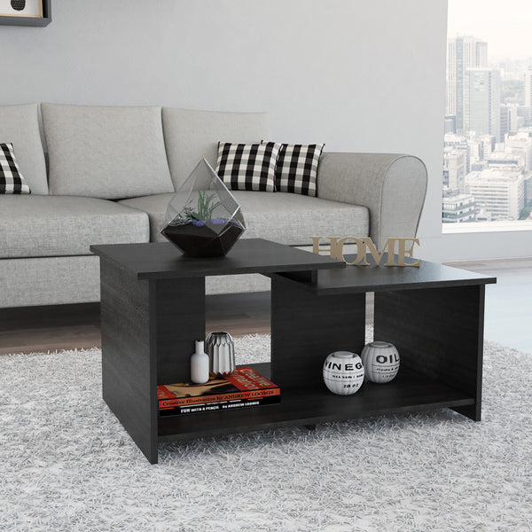 Homeroots 35" Black Manufactured Wood Rectangular Coffee Table   477838