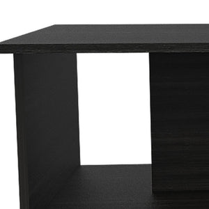 HomeRoots 35" Black Wood Abstract Coffee Table - Stylish Modern Design for Living Rooms, Versatile & Durable Surface 477838