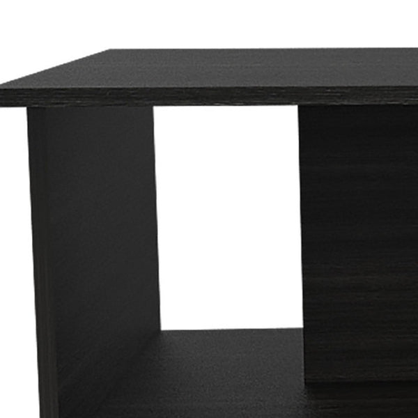 HomeRoots 35" Black Wood Abstract Coffee Table - Stylish Modern Design for Living Rooms, Versatile & Durable Surface 477838