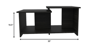 Homeroots 35" Black Manufactured Wood Rectangular Coffee Table   477838