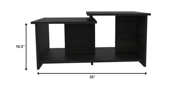 Homeroots 35" Black Manufactured Wood Rectangular Coffee Table   477838