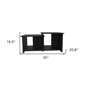 HomeRoots 35" Black Wood Abstract Coffee Table - Stylish Modern Design for Living Rooms, Versatile & Durable Surface 477838