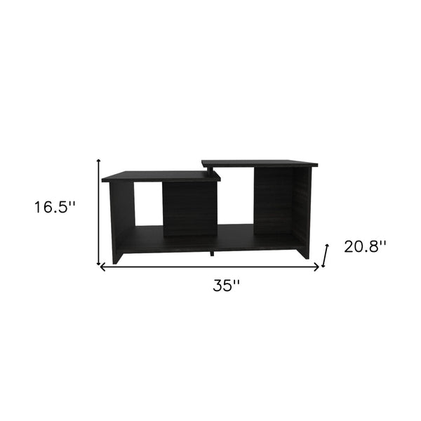 HomeRoots 35" Black Wood Abstract Coffee Table - Stylish Modern Design for Living Rooms, Versatile & Durable Surface 477838