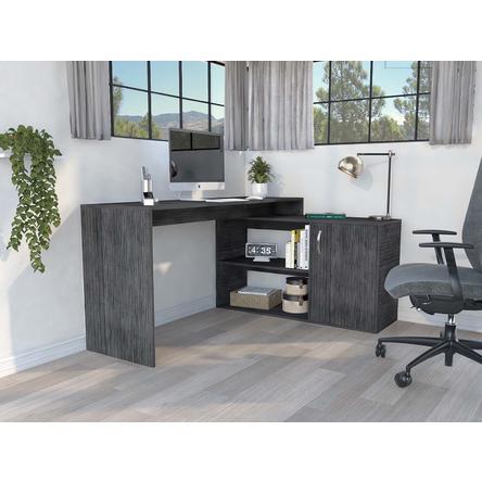 Homeroots 60" Gray L Shape Computer Desk   477841