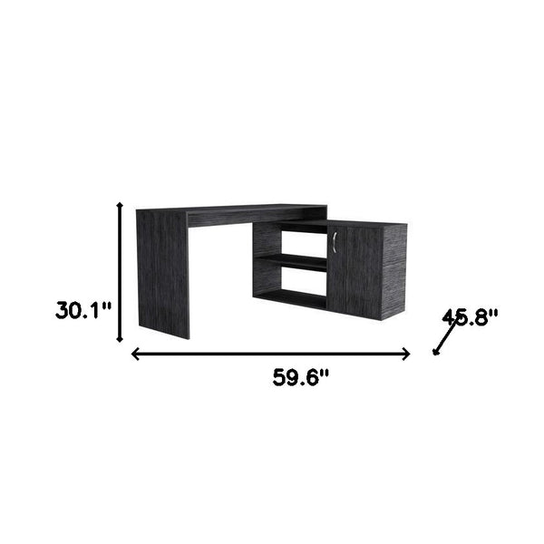 Homeroots 60" Gray L Shape Computer Desk   477841