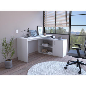 Homeroots 60" White L Shape Computer Desk   477842