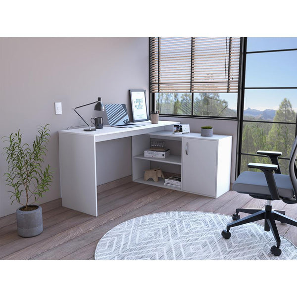 Homeroots 60" White L Shape Computer Desk   477842