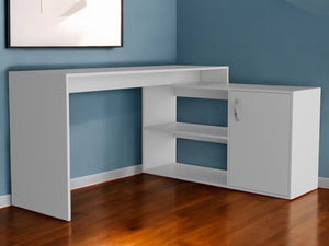 HomeRoots 60" White L-Shaped Computer Desk – Spacious, Modern Design with Storage for Home Office & Studies 477842