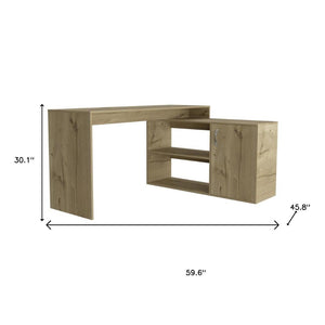 HomeRoots 60" L-Shaped Computer Desk with 3 Drawers, Spacious Workstation for Home Office, Light Oak Finish 477844