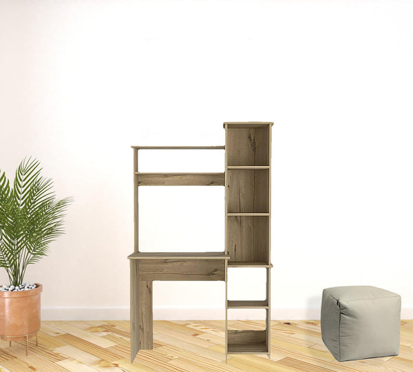 Homeroots 40" Natural Computer Desk With Hutch   477845