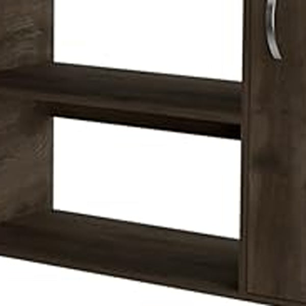 Homeroots Sleek And Luxurious Ergonomic Dark Brown Office Desk With Storage   477846