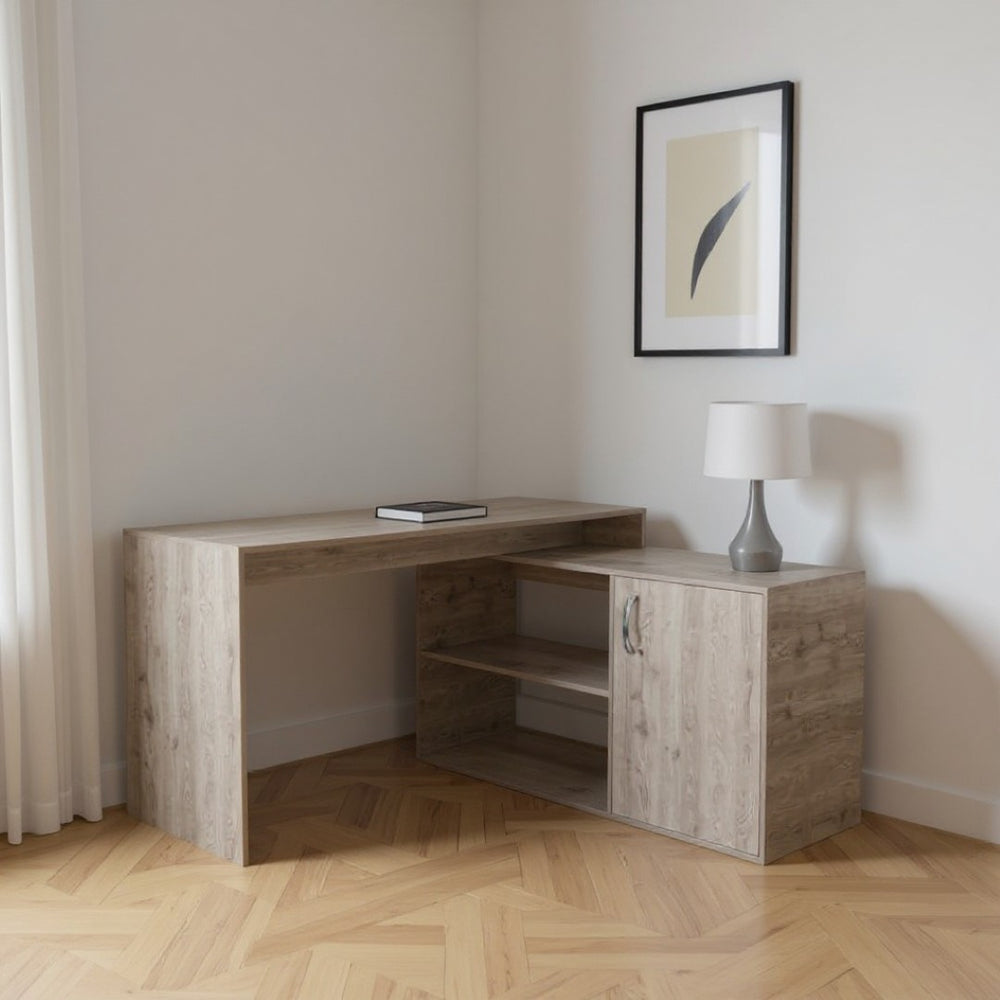 HomeRoots 60" Light Gray L-Shaped Computer Desk - Modern Workspace Solution with Ample Storage & Easy Assembly 477847
